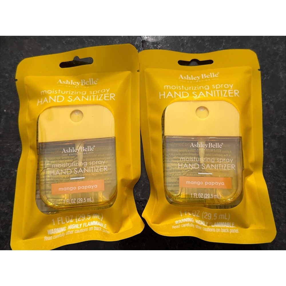 Ashley Belle Hand Sanitizer Spray Tik Tok Mango Papaya Moisturizing 1 Fl Oz x2